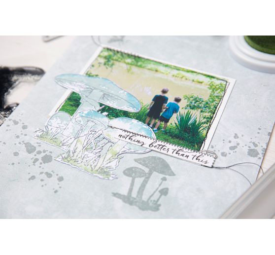Výseková šablona Sizzix Framelits a razítka Clear Stamps "Malované houby tužkou"