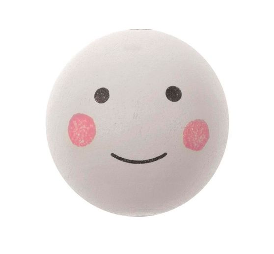 Wooden ball with face "White", drilled, 8 pcs.