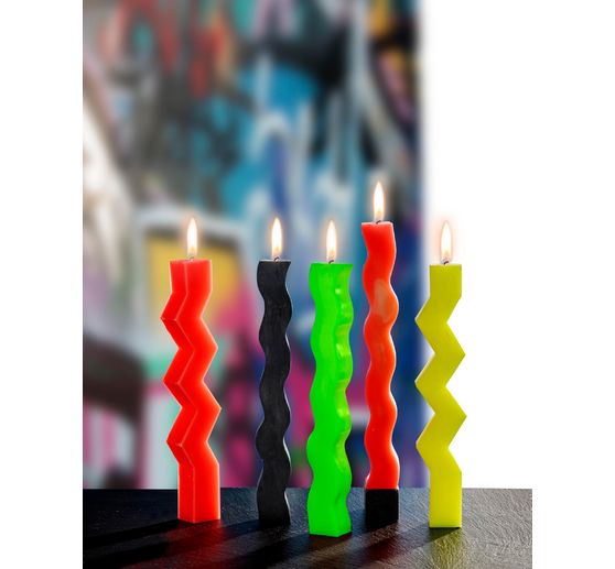 Silicone candle mould "Wave zigzag" with wick and wick needle