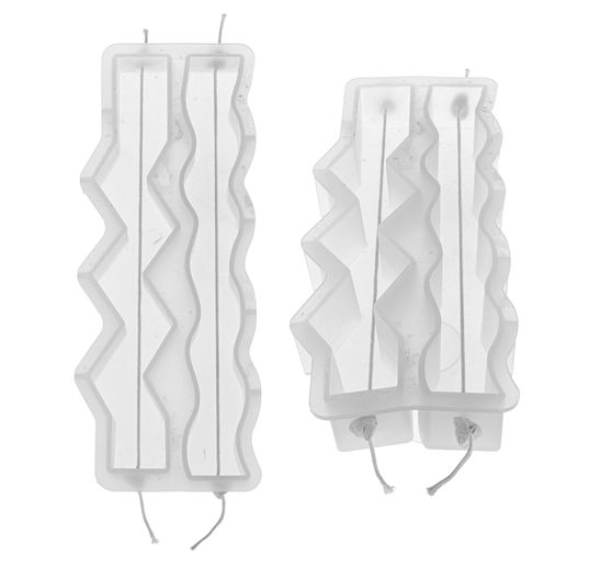 Silicone candle mould "Wave zigzag" with wick and wick needle
