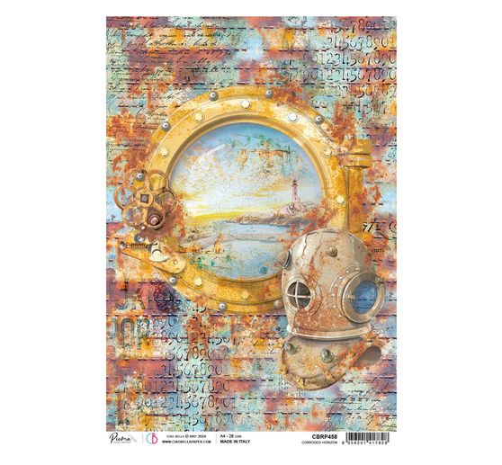 Motif straw silk "Coral Reef - Porthole"