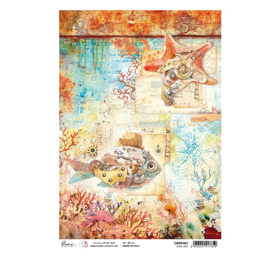 Motif straw silk "Coral Reef - Coral Reef"