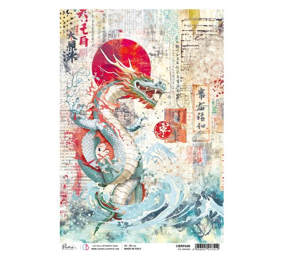 Slámová hedvábí s motivem "Země vycházejícího slunce - Drak"