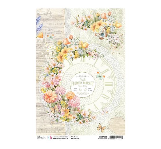 Slaměná hedvábí s motivem "Květinářství - květinový trh