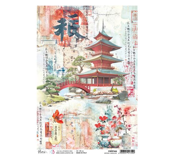 Motif straw silk "Land of the Rising Sun - Imperial"