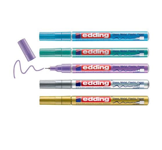 edding 780 gloss varnish-Marker Metallic, Special, set of 5