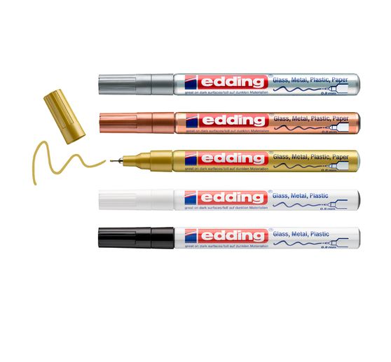 edding 780 gloss varnish-Marker Metallic, Basic, set of 5