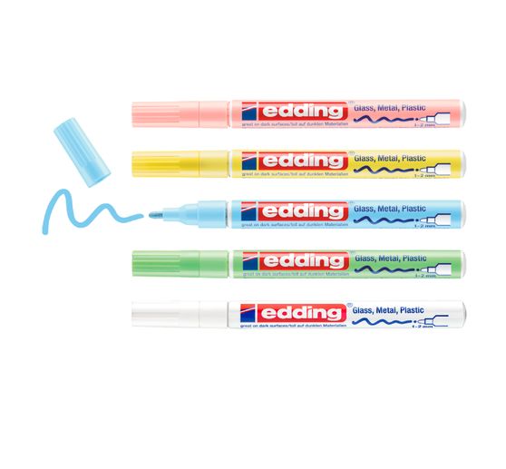 edding 751 gloss varnish-Marker Pastel, set of 5