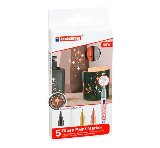 edding 751 gloss varnish-Marker Metallic, set of 5