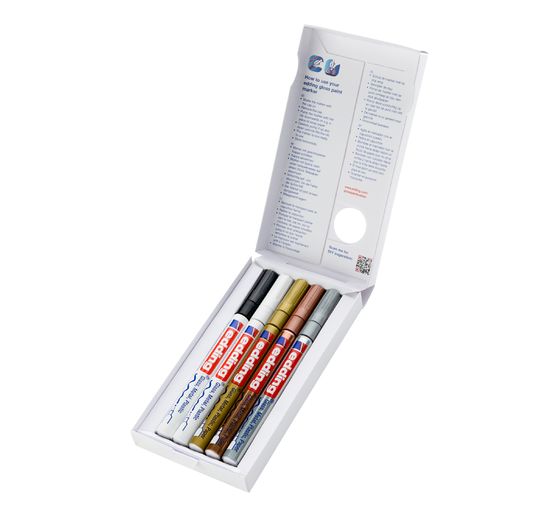 edding 751 gloss varnish-Marker Metallic, set of 5