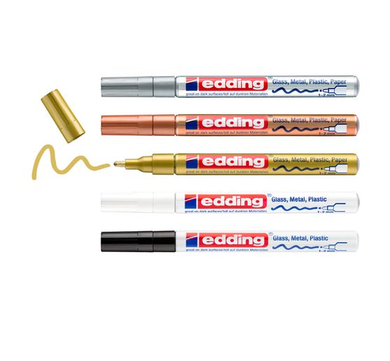 edding 751 gloss varnish-Marker Metallic, set of 5