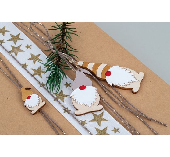 Wooden decoration pendant "Gnome", with cord