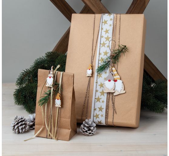 Wooden decoration pendant "Gnome", with cord