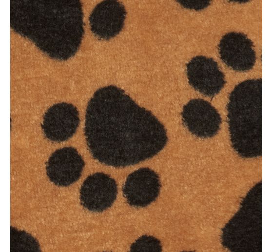 Fleece fabric "Paws Black on Brown"