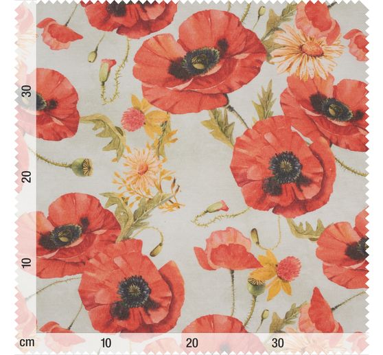 Látka s motivem lnu "Poppies"