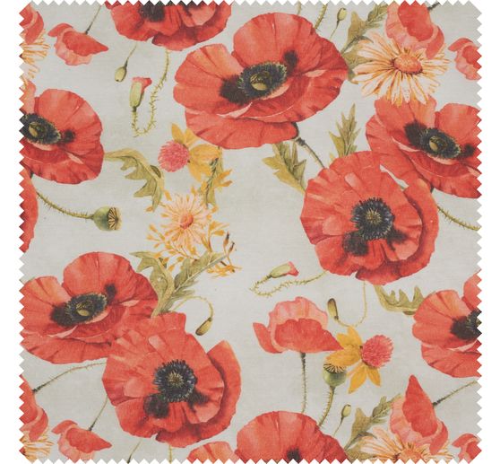 Látka s motivem lnu "Poppies"