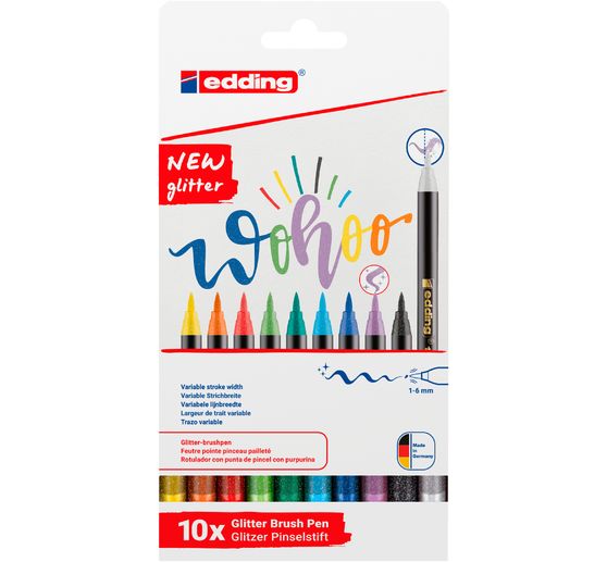 edding 1340 Brush pens "Glitter", set of 10