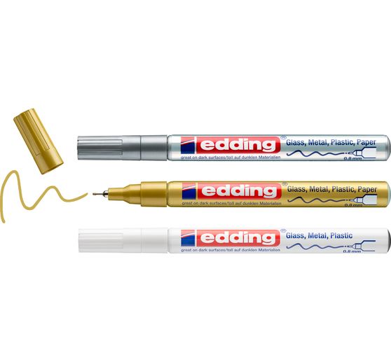 edding 780 gloss varnish-Marker Metallic, set of 3