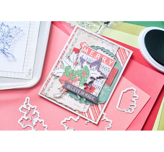 Výseková šablona Sizzix a Clear Stamps "Pencil Line Holly by 49 and Market"