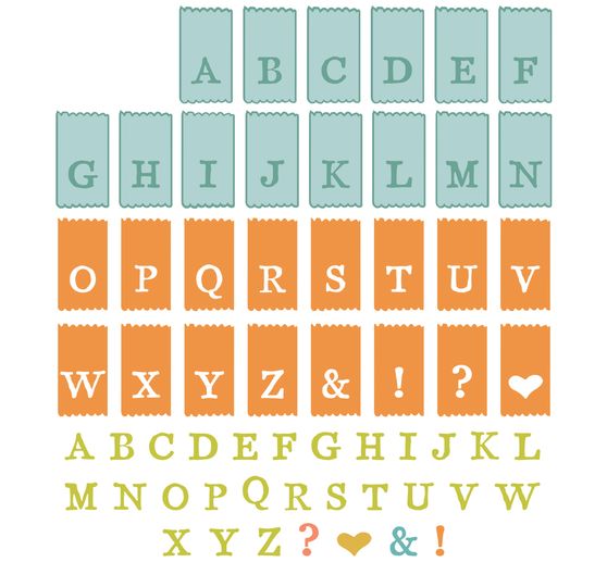 Výseková šablona Sizzix a Clear Stamps "Tab Stamp Alpha by 49 and Market"