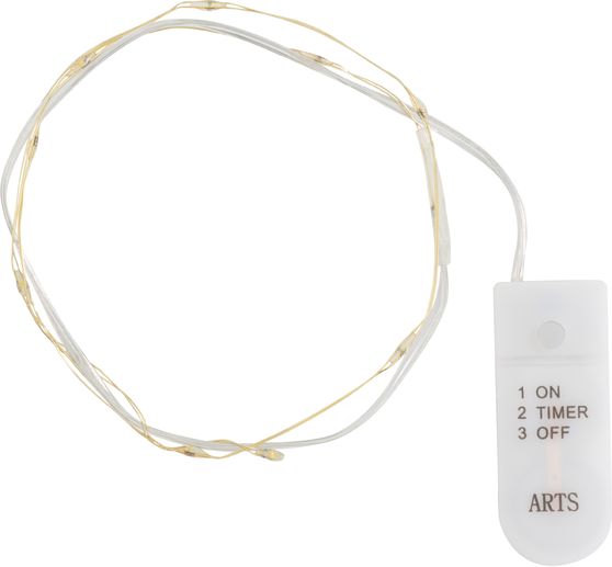 Micro LED light chain, with timer, gold colored wire, 10 LEDs