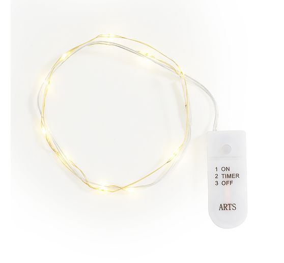 Micro LED light chain, with timer, gold colored wire, 10 LEDs