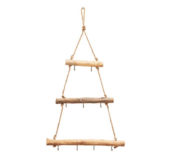 Hanging driftwood ladder, with hooks
