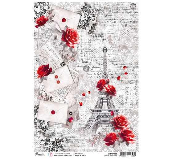 Slámová hedvábí s motivem "Paris Je t'aime - Letters from Paris"