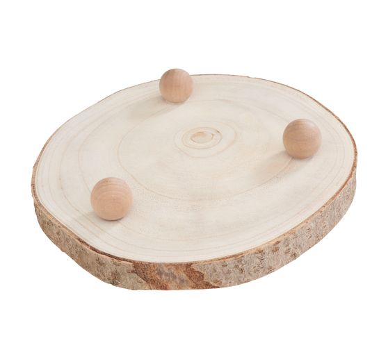 Wooden decorative panel with bark, on feet, natural