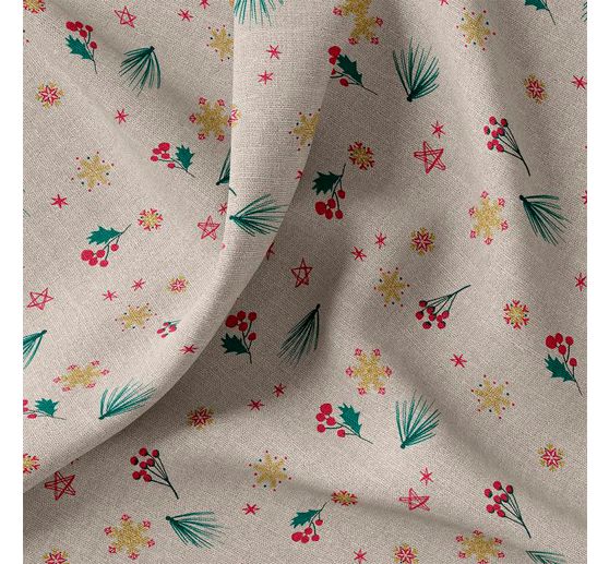 Canvas fabric "Christmas with glitter snowflakes"