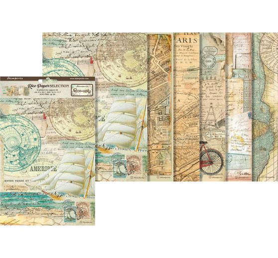 Sada 6 slámových hedvábí s motivem "Cesta kolem světa