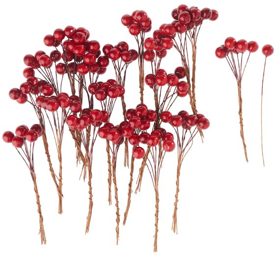 Trsy červených bobulí, lesklé