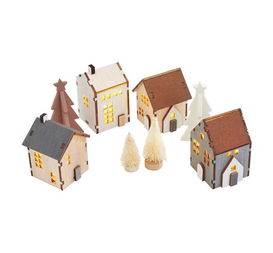 VBS Wooden cottage scene, illuminated, 8 pcs.