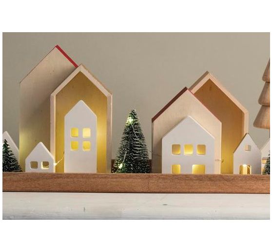 Dřevěný rám "Domečky - vysoké", sada 2 kusů