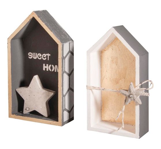 Dřevěný rám "Domečky - vysoké", sada 2 kusů