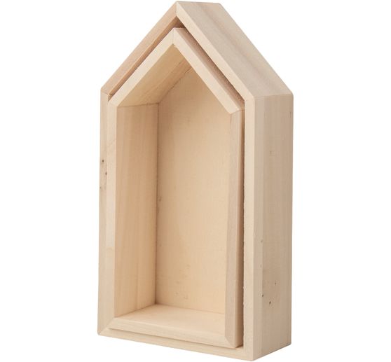 Dřevěný rám "Domečky - vysoké", sada 2 kusů