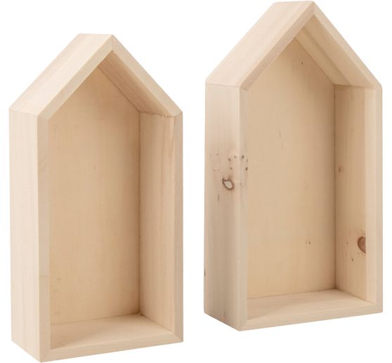 Dřevěný rám "Domečky - vysoké", sada 2 kusů