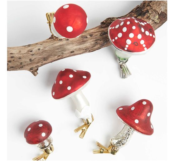 Skleněná muchomůrka, s klipem