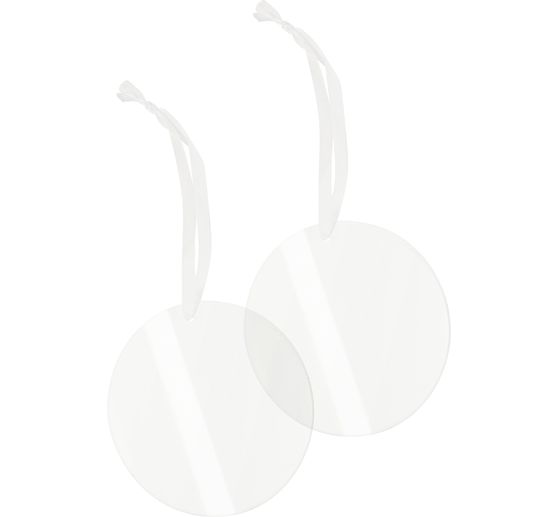 Acrylic decoration pendant "Round" with ribbon, set of 2