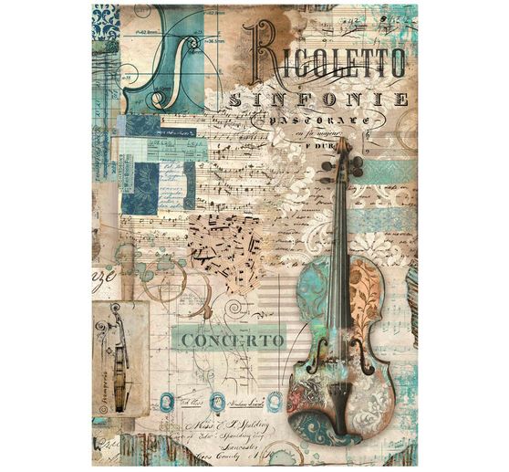 Motif straw silk "Music - Violin"