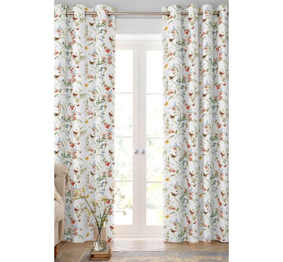 Cotton fabric "Flower meadow with butterflies"