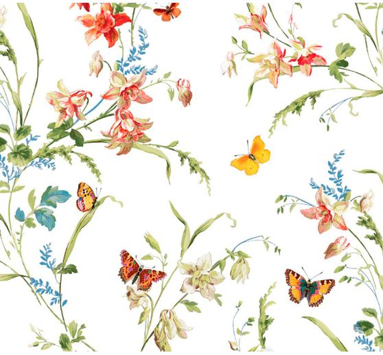 Cotton fabric "Flower meadow with butterflies"