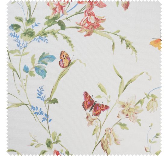 Cotton fabric "Flower meadow with butterflies"