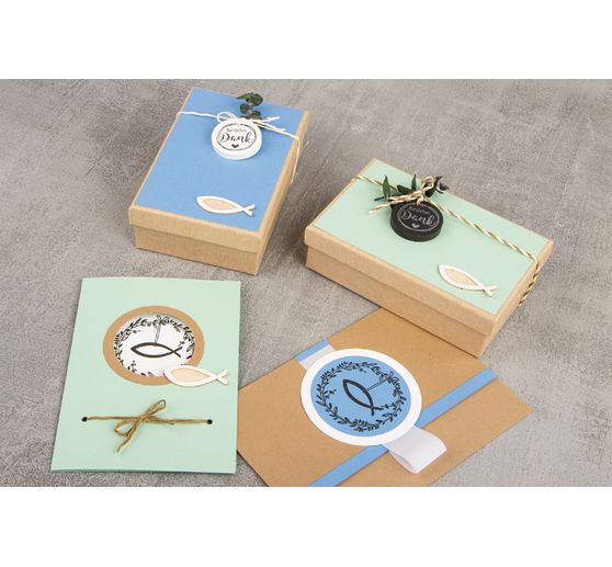 BUTTERER Stamp "Festive wreath with fish"