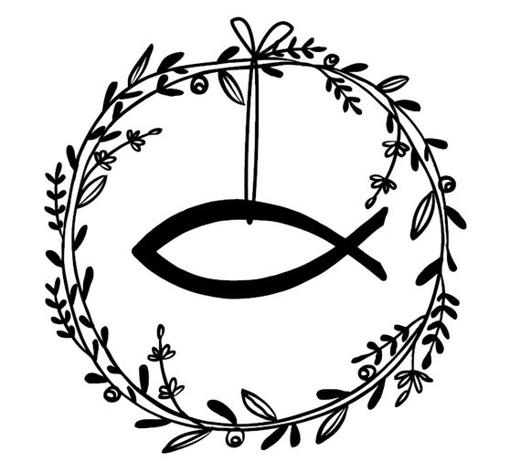 BUTTERER Stamp "Festive wreath with fish"