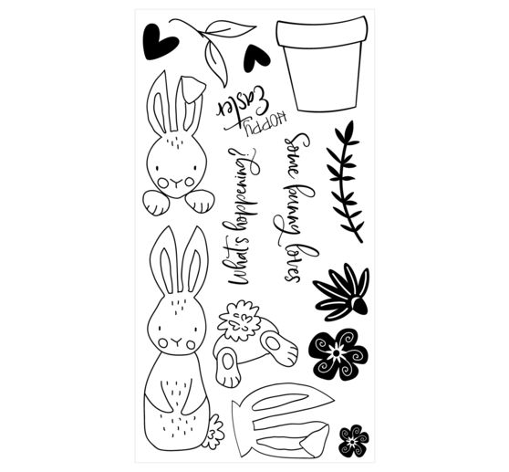 Sizzix Clear Stamps Set by Catherine Pooler "Bunny Bits & Blooms"