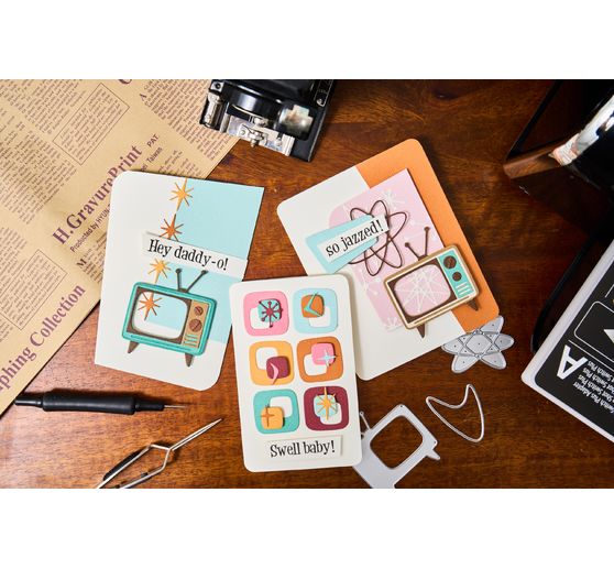 Sizzix Thinlits Punching template "Vault Atomic Retro by Tim Holtz"