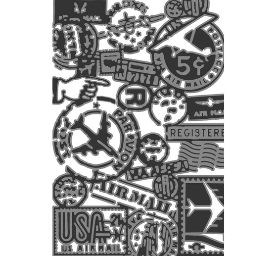 Sizzix Multi-Level Embossing template "Vault Airmail by Tim Holtz"
