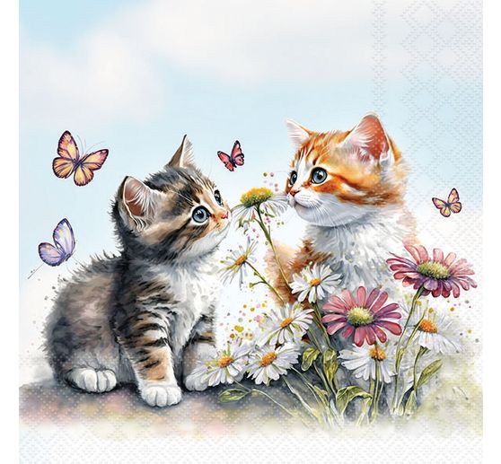 Napkin "Kitten in a flower bed"