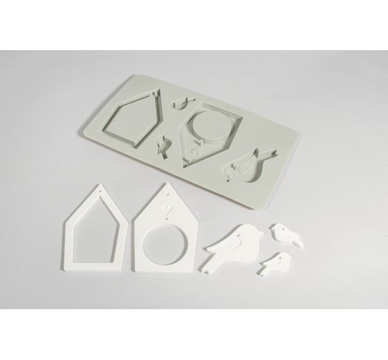Silicone casting mould "Birdhouses & Birds"